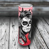 20 oz. Skinny Tumbler - Halloween, Day of the Dead - Sugar Skull Bats