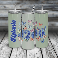 20 oz. Skinny Tumbler - J200 Butterflies (Personalized)