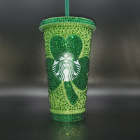 Shamrock Rhinestone Glitter Tumbler