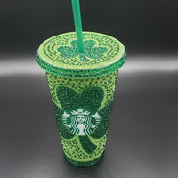 Shamrock Rhinestone Glitter Tumbler