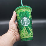 Shamrock Rhinestone Glitter Tumbler