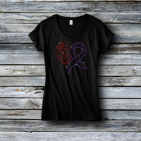 Rhinestone Custom Tees - Awareness: Purple Ribbon Heart