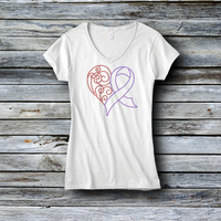 Rhinestone Custom Tees - Awareness: Purple Ribbon Heart