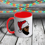 11oz Custom Christmas Mug - Afro Guy in Santa Hat