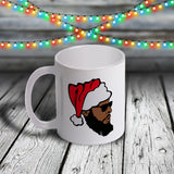 11oz Custom Christmas Mug - Afro Guy in Santa Hat