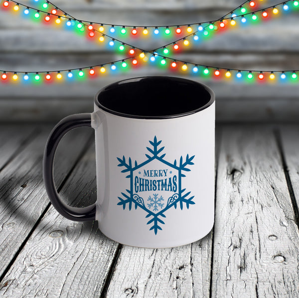 11oz Custom Christmas Mug - Merry Christmas Snowflake