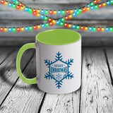 11oz Custom Christmas Mug - Merry Christmas Snowflake