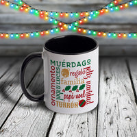 11oz Custom Christmas Mug - Merry Christmas / Feliz Navidad Subway Art
