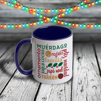 11oz Custom Christmas Mug - Merry Christmas / Feliz Navidad Subway Art