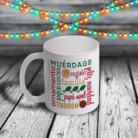 11oz Custom Christmas Mug - Merry Christmas / Feliz Navidad Subway Art
