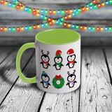 11oz Custom Christmas Mug - Holiday Penguins