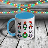 11oz Custom Christmas Mug - Holiday Penguins