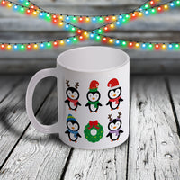 11oz Custom Christmas Mug - Holiday Penguins