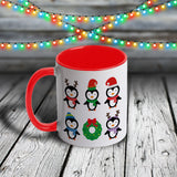 11oz Custom Christmas Mug - Holiday Penguins