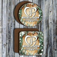 Hardboard Coasters - Holiday Personalized Monogram Name
