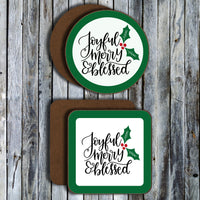 Hardboard Coasters - Holiday Joyful Merry and Blessed