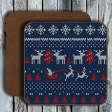 Hardboard Coasters - Holiday Ugly Sweater Pattern