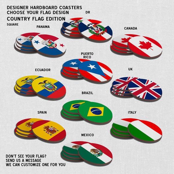 Hardboard Coasters - Country Flags