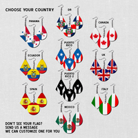 Hardboard Dangle Earrings - Country Flags