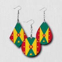 Hardboard Dangle Earrings - West Indian Flags