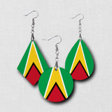 Hardboard Dangle Earrings - West Indian Flags