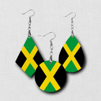 Hardboard Dangle Earrings - West Indian Flags