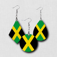 Hardboard Dangle Earrings - West Indian Flags