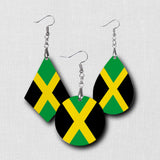 Hardboard Dangle Earrings - West Indian Flags