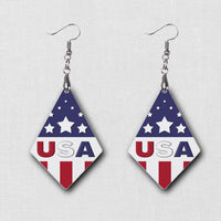 Hardboard Dangle Earrings - USA USA USA