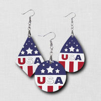 Hardboard Dangle Earrings - USA USA USA