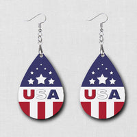 Hardboard Dangle Earrings - USA USA USA