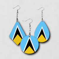 Hardboard Dangle Earrings - West Indian Flags