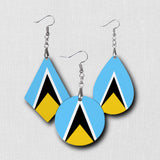 Hardboard Dangle Earrings - West Indian Flags