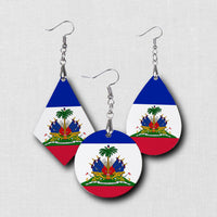 Hardboard Dangle Earrings - West Indian Flags