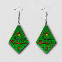 Hardboard Dangle Earrings - Holiday Happy Kwanzaa