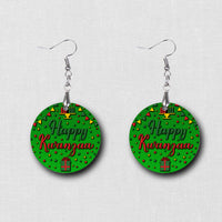Hardboard Dangle Earrings - Holiday Happy Kwanzaa