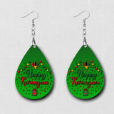Hardboard Dangle Earrings - Holiday Happy Kwanzaa
