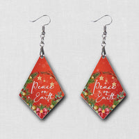 Hardboard Dangle Earrings - Holiday Christ the Savior / Peace on Earth