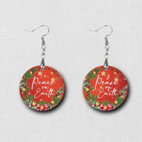Hardboard Dangle Earrings - Holiday Christ the Savior / Peace on Earth