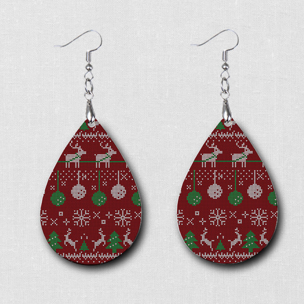 Earrings Teardrop//u of L Cardinals// Printed Hardboard 