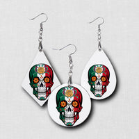 Hardboard Dangle Earrings - Halloween Sugar Skull / Bruja Earrings