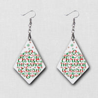 Hardboard Dangle Earrings - Holiday Christ the Savior / Peace on Earth