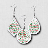 Hardboard Dangle Earrings - Holiday Christ the Savior / Peace on Earth