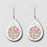 Hardboard Dangle Earrings - Holiday Christ the Savior / Peace on Earth