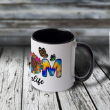 11oz Custom Mug - #MOMLIFE Tie-Dye MOM Sunflower