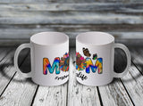 11oz Custom Mug - #MOMLIFE Tie-Dye MOM Sunflower