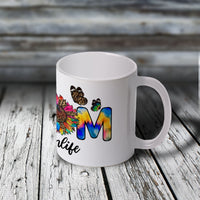 11oz Custom Mug - #MOMLIFE Tie-Dye MOM Sunflower