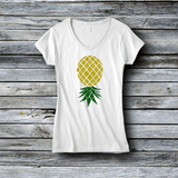 Glitter Rhinestone Women's V-Neck Custom Tees - Pineapple Lovers