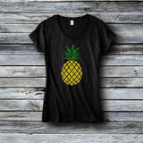 Glitter Rhinestone Women's V-Neck Custom Tees - Pineapple Lovers