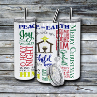 20 oz. Holiday Skinny Tumbler - Peace On Earth / Joy To the World
